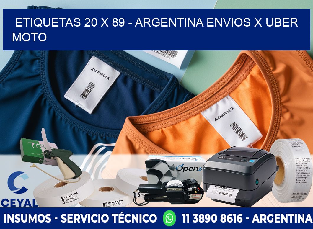 ETIQUETAS 20 x 89 - ARGENTINA ENVIOS X UBER MOTO