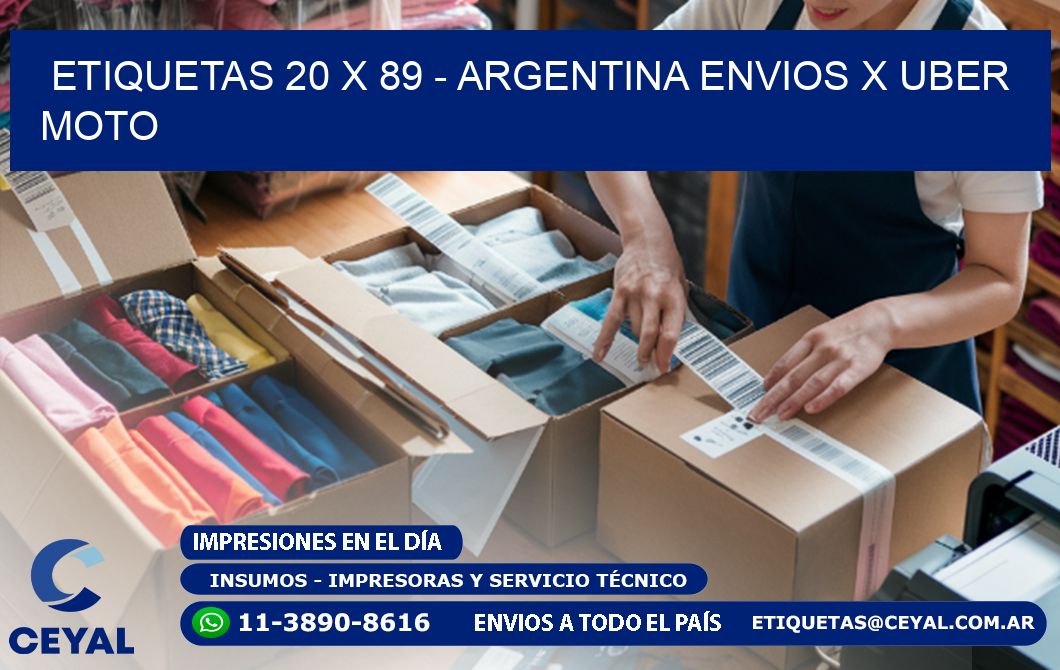 ETIQUETAS 20 x 89 - ARGENTINA ENVIOS X UBER MOTO