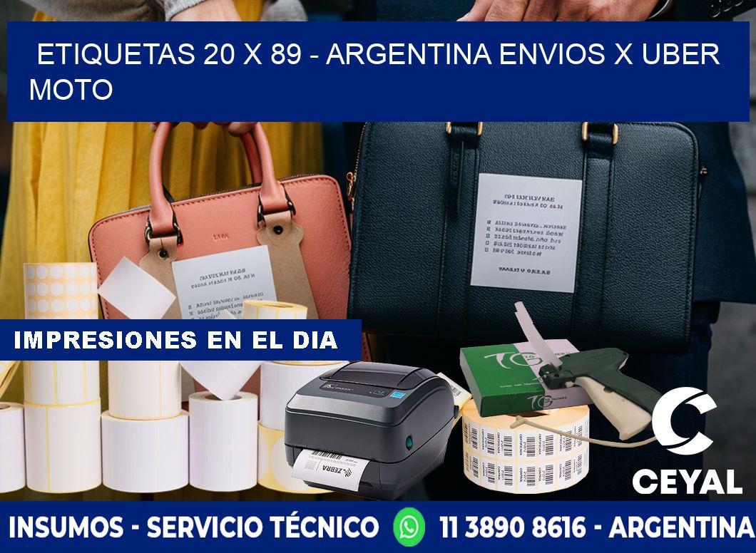 ETIQUETAS 20 x 89 - ARGENTINA ENVIOS X UBER MOTO