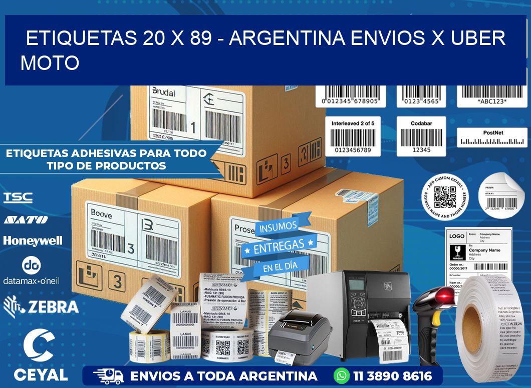 ETIQUETAS 20 x 89 – ARGENTINA ENVIOS X UBER MOTO