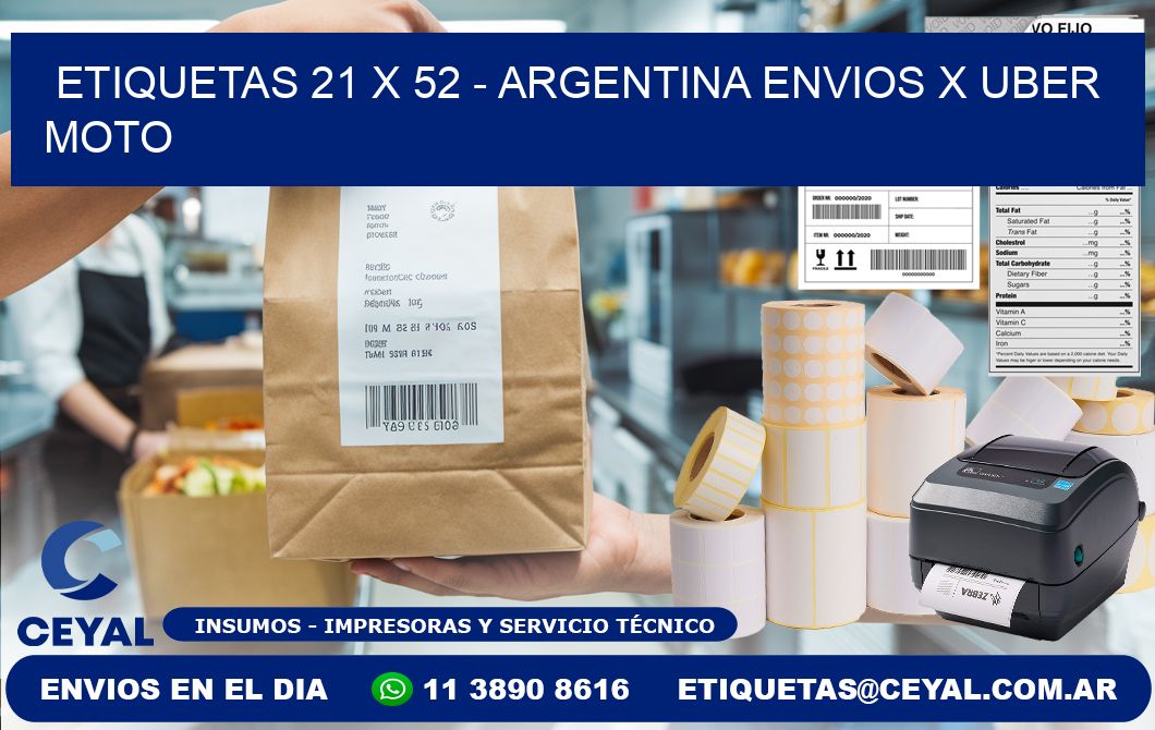 ETIQUETAS 21 x 52 - ARGENTINA ENVIOS X UBER MOTO