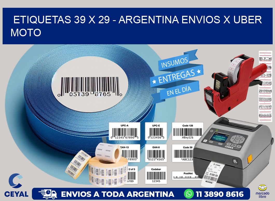 ETIQUETAS 39 x 29 - ARGENTINA ENVIOS X UBER MOTO