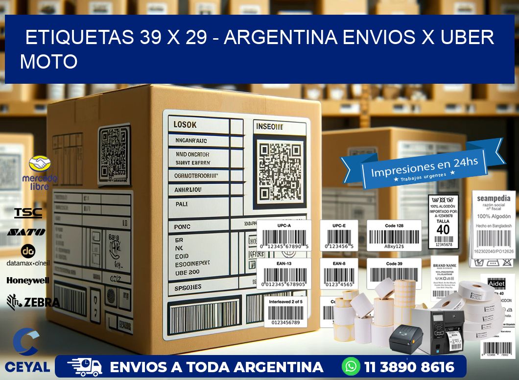 ETIQUETAS 39 x 29 – ARGENTINA ENVIOS X UBER MOTO