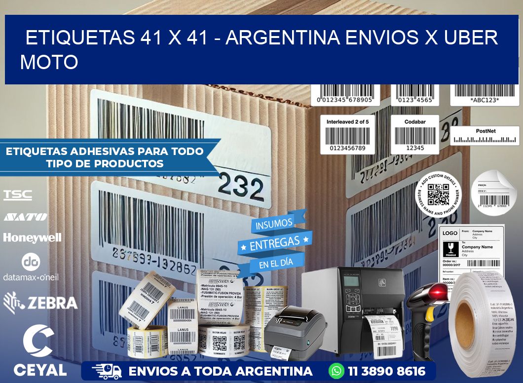 ETIQUETAS 41 x 41 - ARGENTINA ENVIOS X UBER MOTO