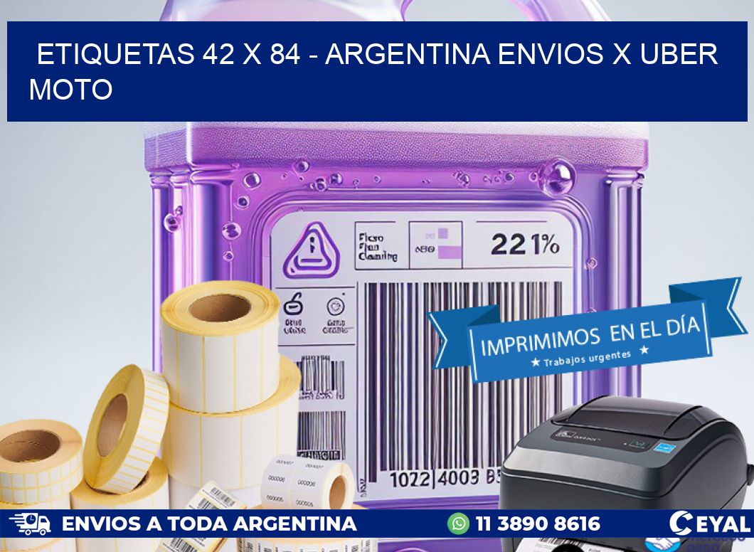 ETIQUETAS 42 x 84 - ARGENTINA ENVIOS X UBER MOTO