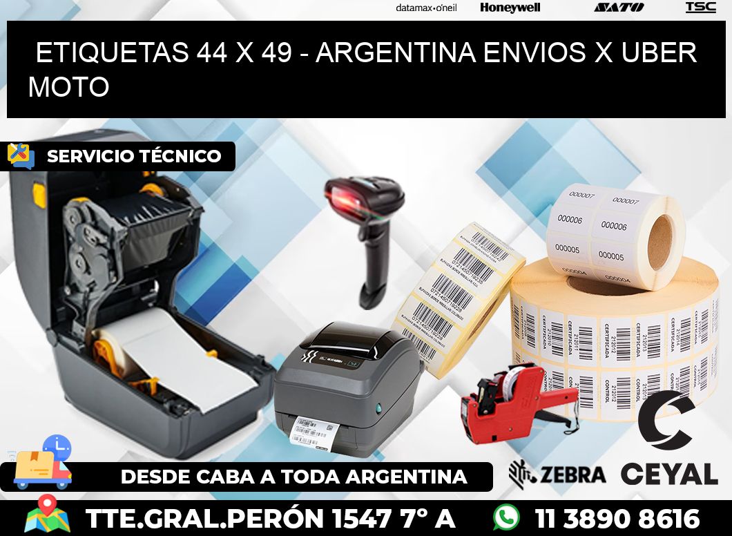 ETIQUETAS 44 x 49 - ARGENTINA ENVIOS X UBER MOTO