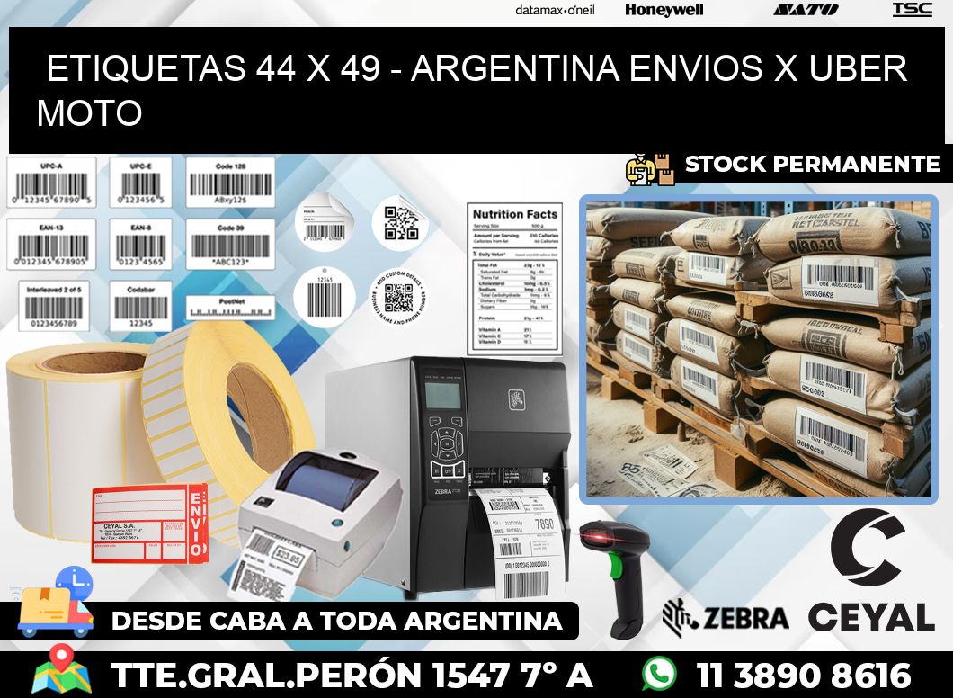 ETIQUETAS 44 x 49 – ARGENTINA ENVIOS X UBER MOTO