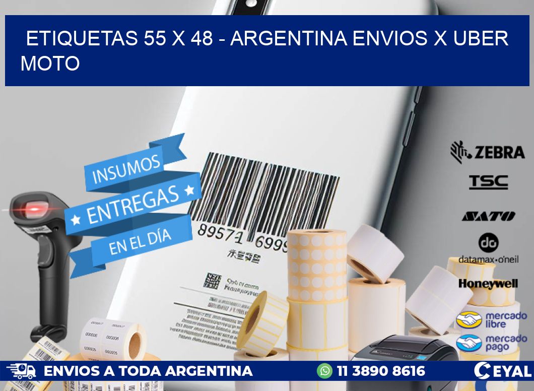 ETIQUETAS 55 x 48 - ARGENTINA ENVIOS X UBER MOTO