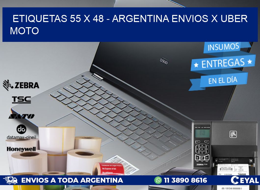 ETIQUETAS 55 x 48 - ARGENTINA ENVIOS X UBER MOTO