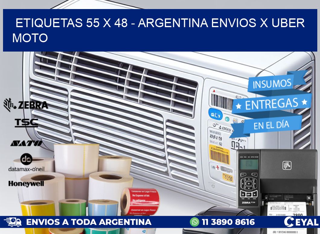 ETIQUETAS 55 x 48 - ARGENTINA ENVIOS X UBER MOTO