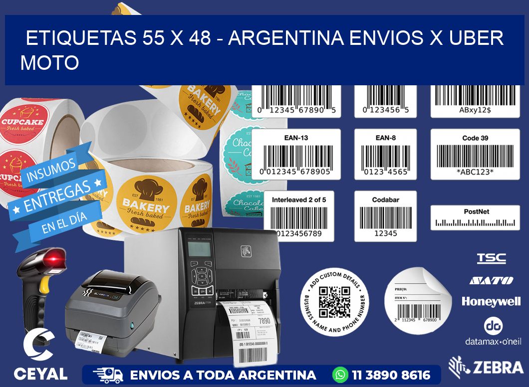 ETIQUETAS 55 x 48 - ARGENTINA ENVIOS X UBER MOTO