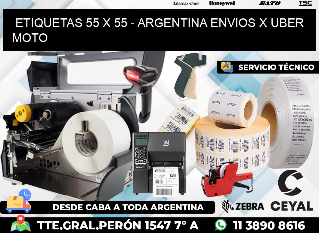 ETIQUETAS 55 x 55 - ARGENTINA ENVIOS X UBER MOTO