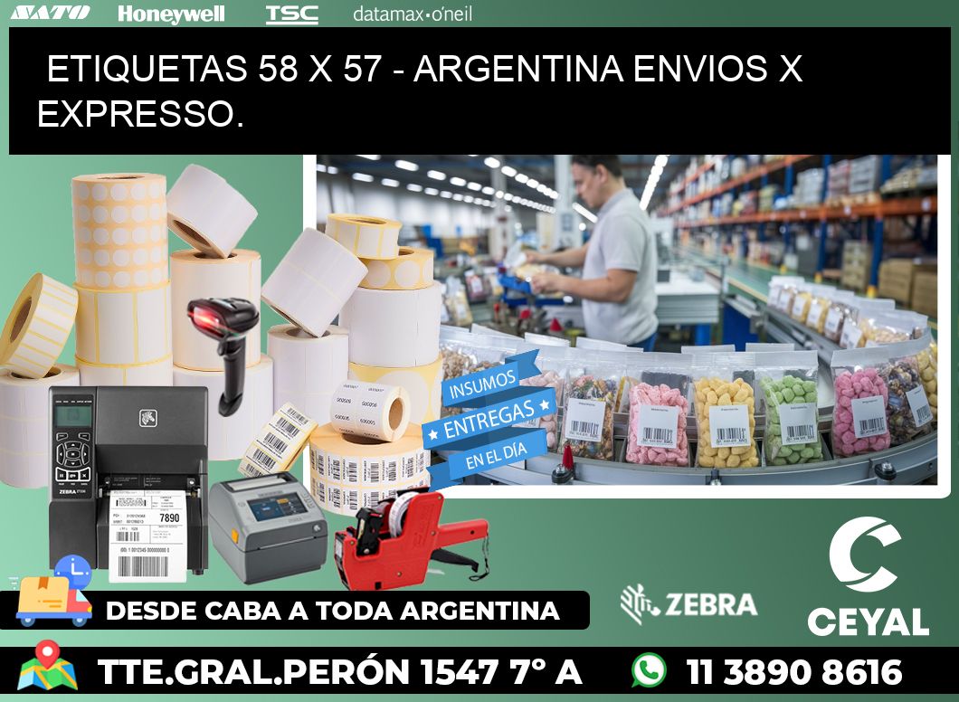 ETIQUETAS 58 x 57 - ARGENTINA ENVIOS X EXPRESSO.