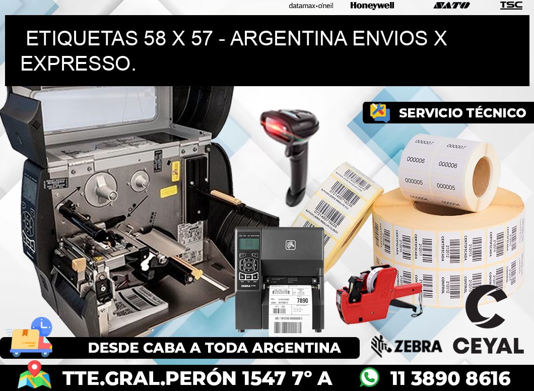 ETIQUETAS 58 x 57 - ARGENTINA ENVIOS X EXPRESSO.