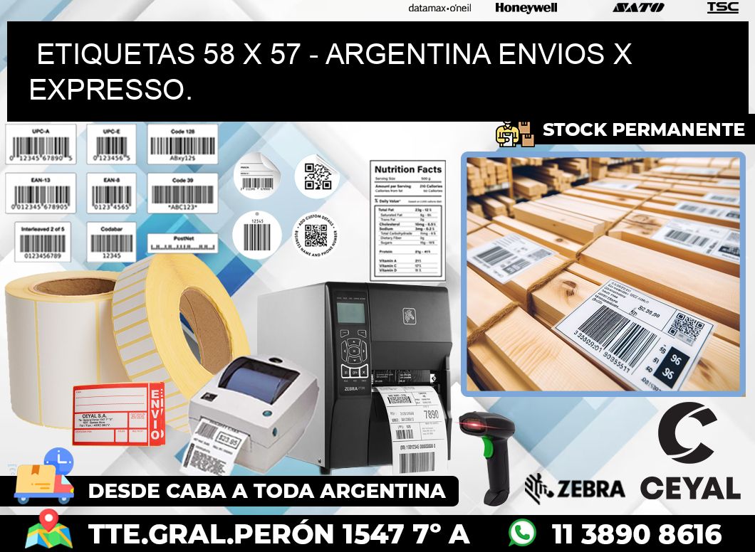 ETIQUETAS 58 x 57 – ARGENTINA ENVIOS X EXPRESSO.