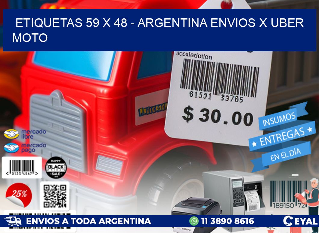 ETIQUETAS 59 x 48 - ARGENTINA ENVIOS X UBER MOTO