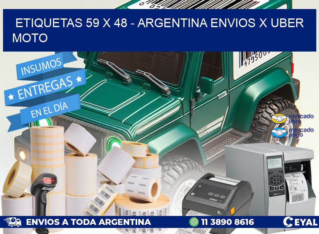 ETIQUETAS 59 x 48 - ARGENTINA ENVIOS X UBER MOTO