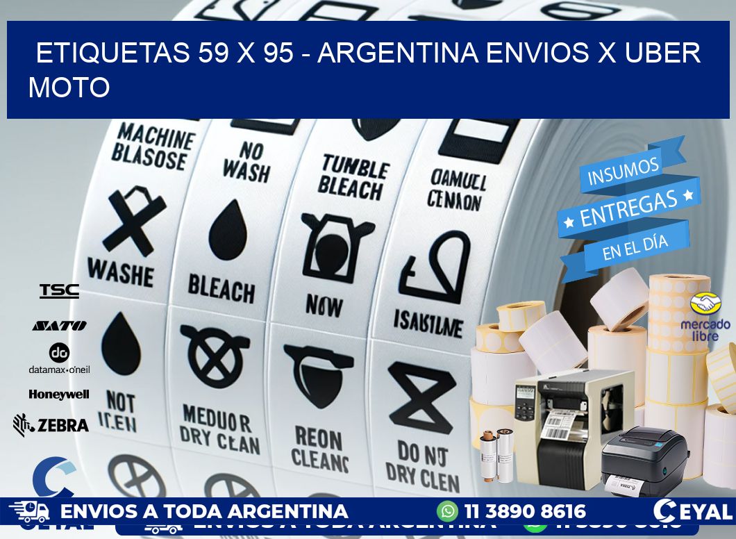 ETIQUETAS 59 x 95 - ARGENTINA ENVIOS X UBER MOTO