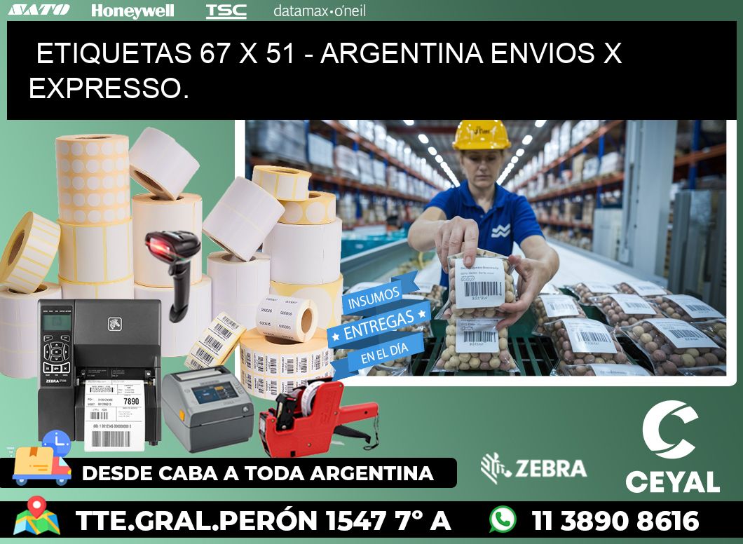 ETIQUETAS 67 x 51 - ARGENTINA ENVIOS X EXPRESSO.