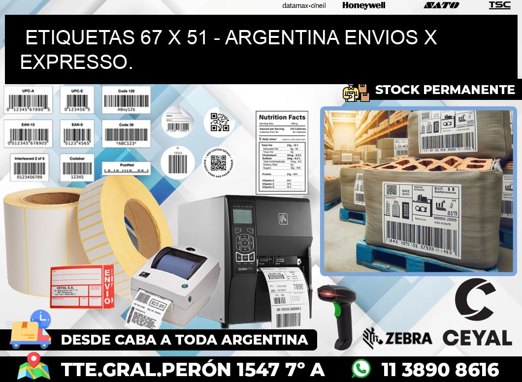 ETIQUETAS 67 x 51 – ARGENTINA ENVIOS X EXPRESSO.