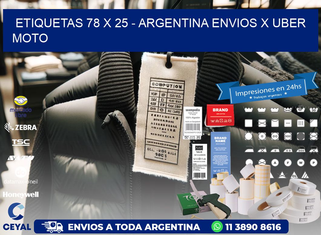 ETIQUETAS 78 x 25 - ARGENTINA ENVIOS X UBER MOTO