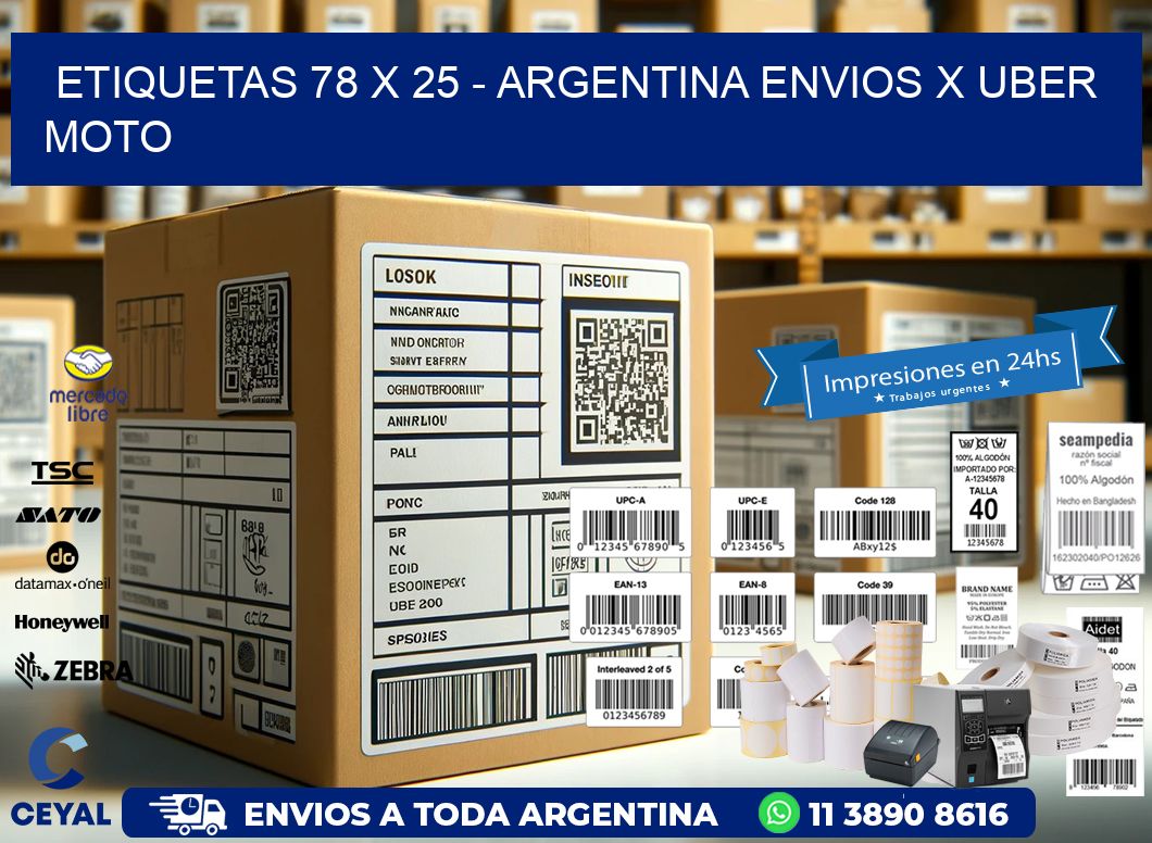 ETIQUETAS 78 x 25 – ARGENTINA ENVIOS X UBER MOTO