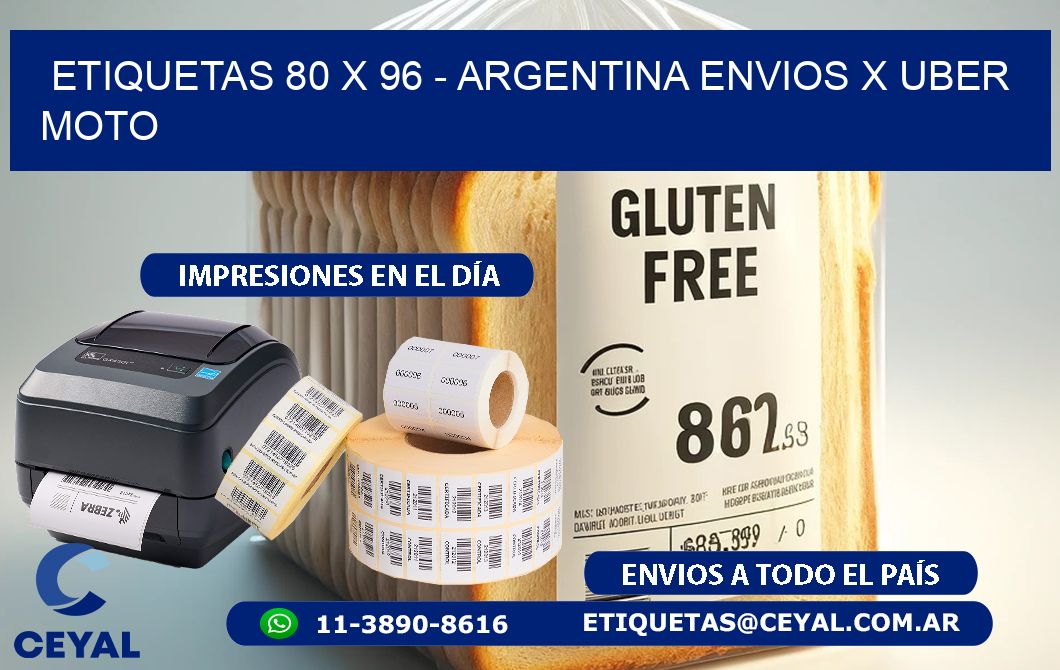 ETIQUETAS 80 x 96 - ARGENTINA ENVIOS X UBER MOTO