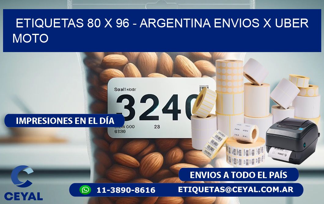 ETIQUETAS 80 x 96 - ARGENTINA ENVIOS X UBER MOTO