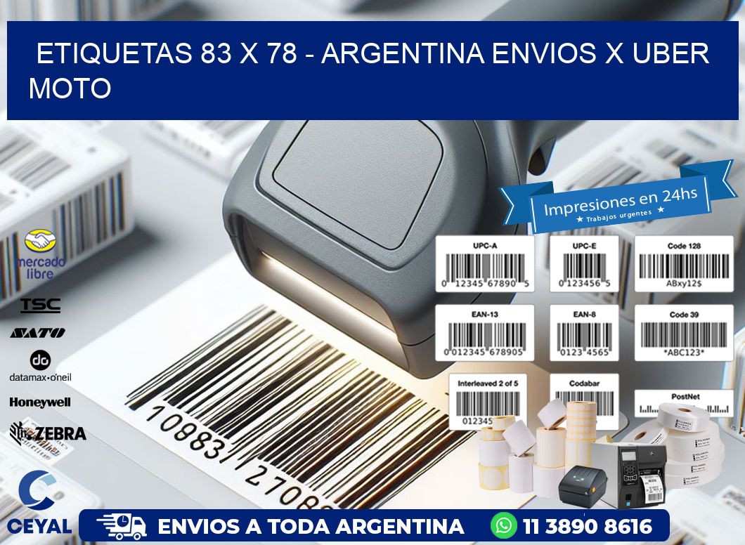 ETIQUETAS 83 x 78 - ARGENTINA ENVIOS X UBER MOTO