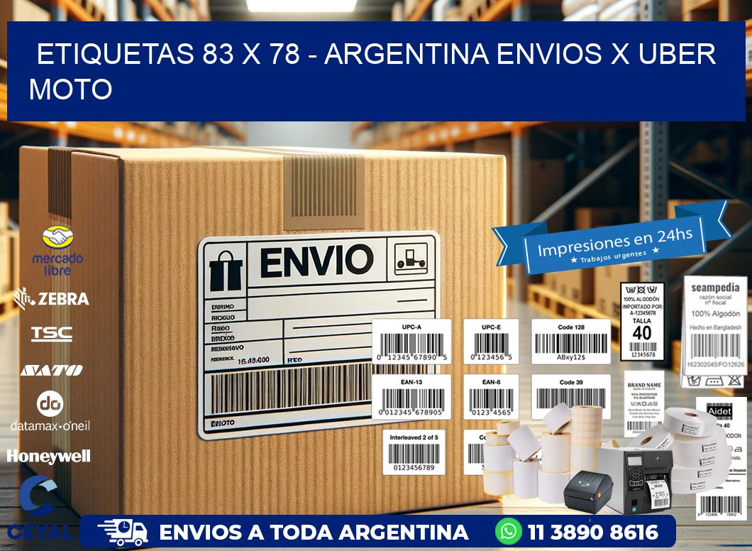 ETIQUETAS 83 x 78 – ARGENTINA ENVIOS X UBER MOTO