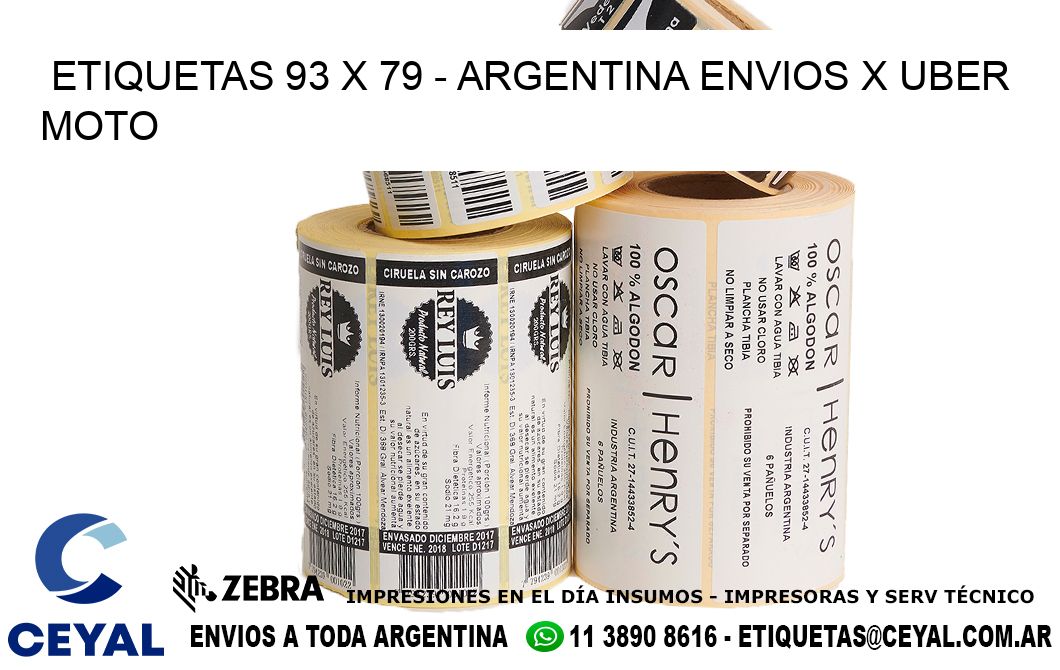 ETIQUETAS 93 x 79 - ARGENTINA ENVIOS X UBER MOTO