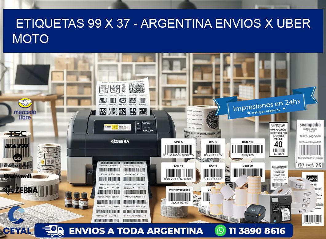 ETIQUETAS 99 x 37 – ARGENTINA ENVIOS X UBER MOTO