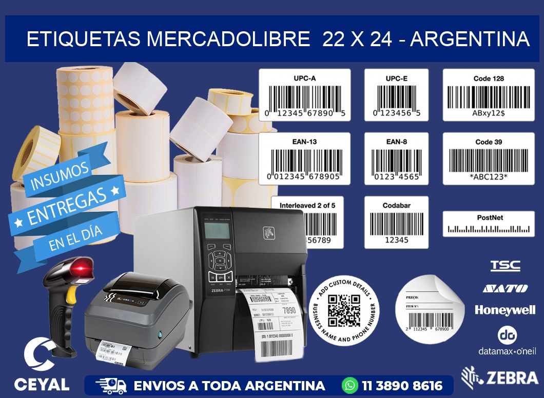 ETIQUETAS MERCADOLIBRE  22 x 24 - ARGENTINA