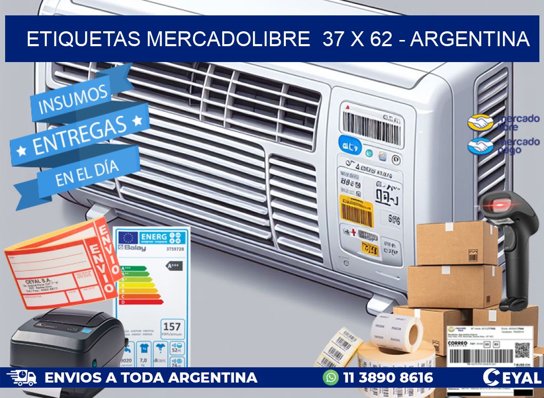 ETIQUETAS MERCADOLIBRE  37 x 62 - ARGENTINA