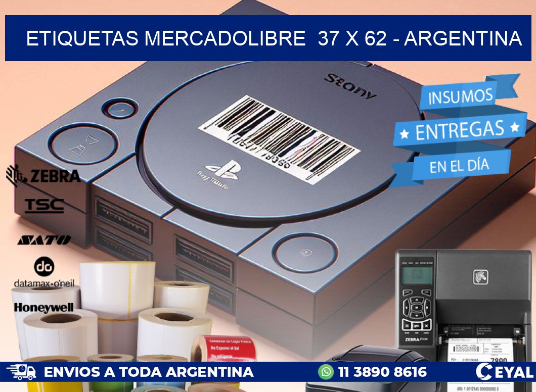 ETIQUETAS MERCADOLIBRE  37 x 62 - ARGENTINA