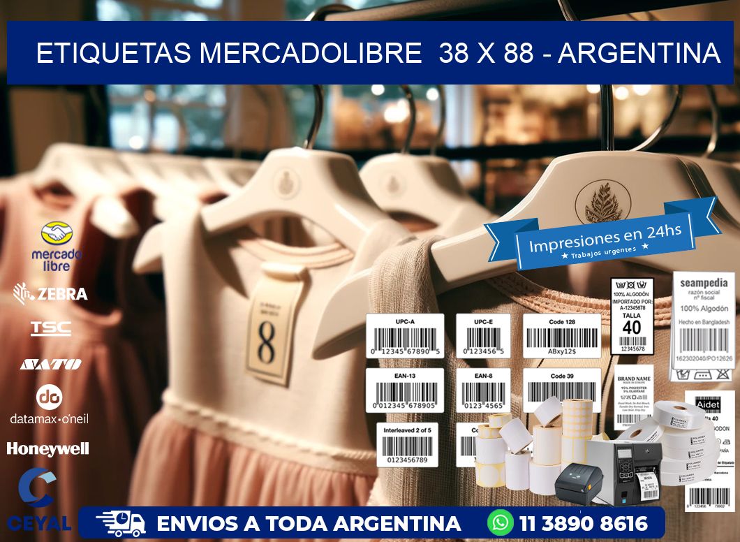 ETIQUETAS MERCADOLIBRE  38 x 88 - ARGENTINA