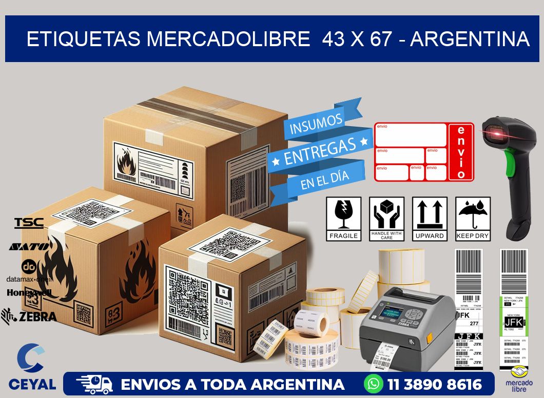 ETIQUETAS MERCADOLIBRE  43 x 67 - ARGENTINA