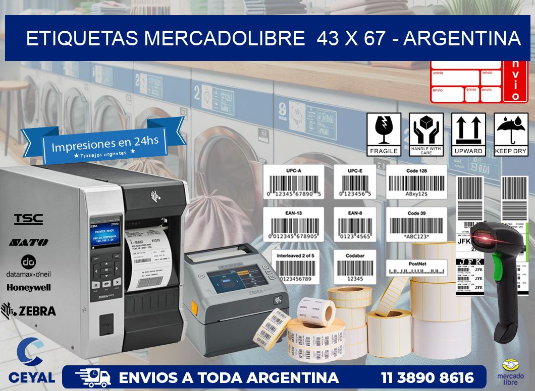 ETIQUETAS MERCADOLIBRE  43 x 67 - ARGENTINA