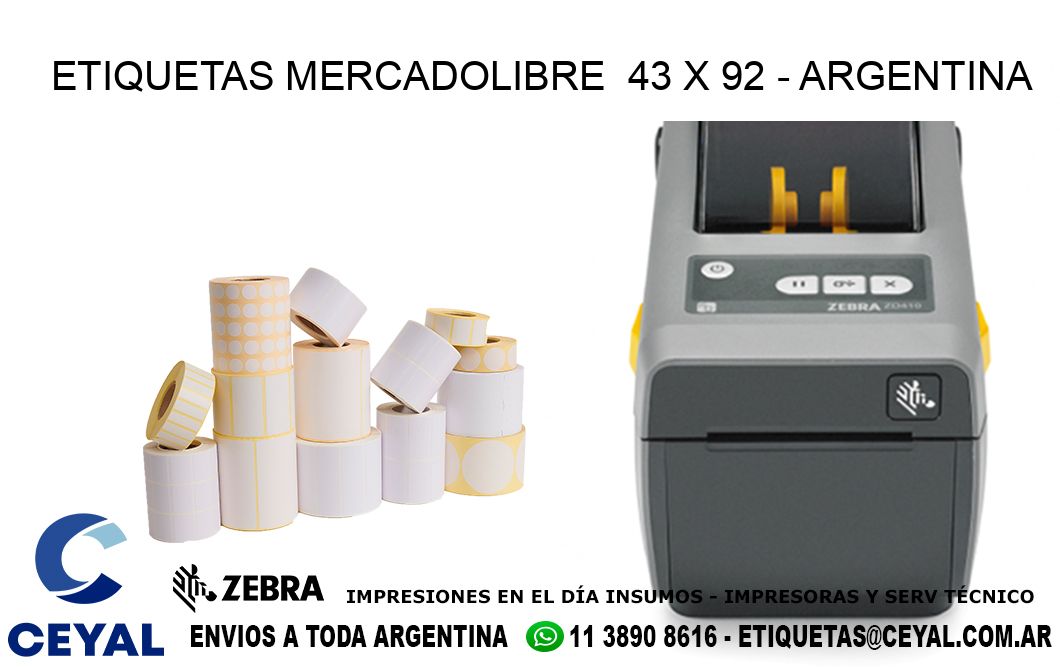 ETIQUETAS MERCADOLIBRE  43 x 92 - ARGENTINA