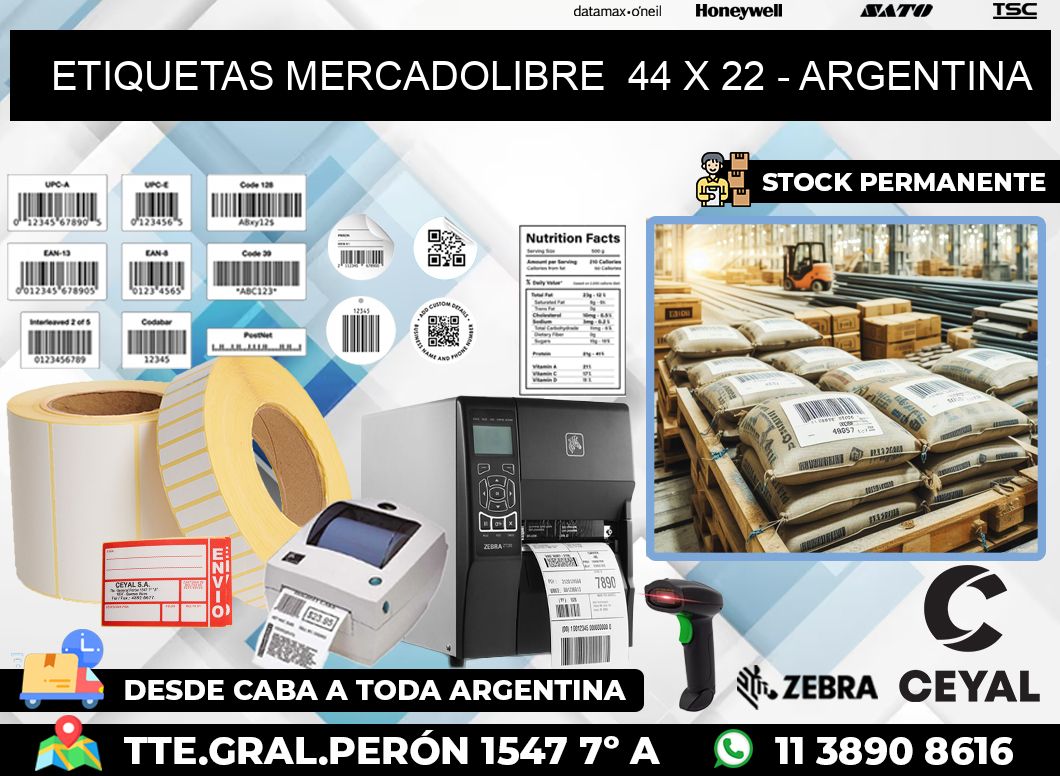 ETIQUETAS MERCADOLIBRE  44 x 22 – ARGENTINA