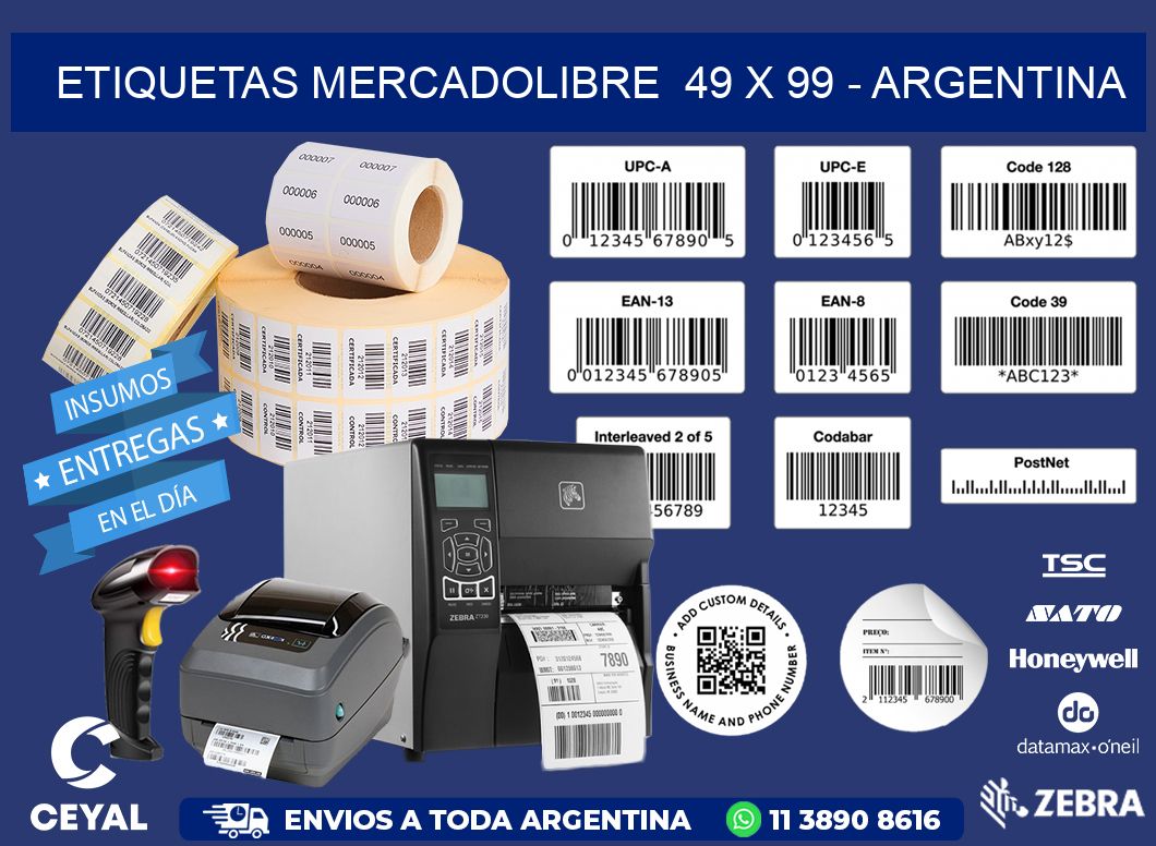 ETIQUETAS MERCADOLIBRE  49 x 99 - ARGENTINA