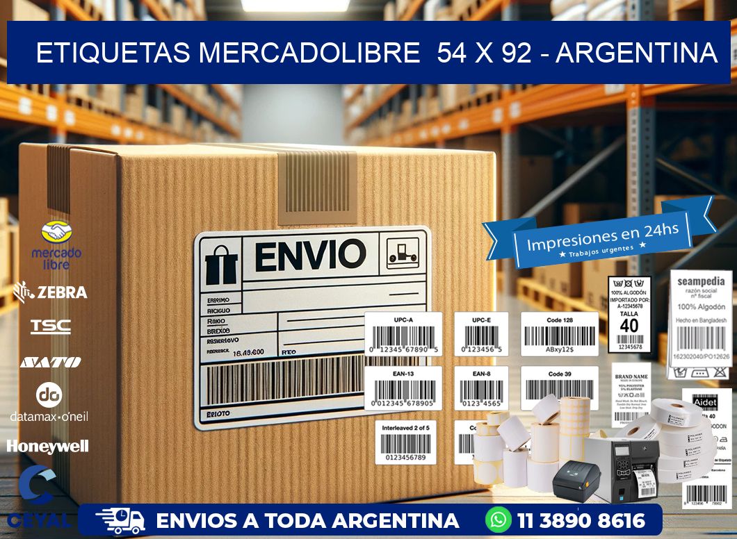 ETIQUETAS MERCADOLIBRE  54 x 92 – ARGENTINA