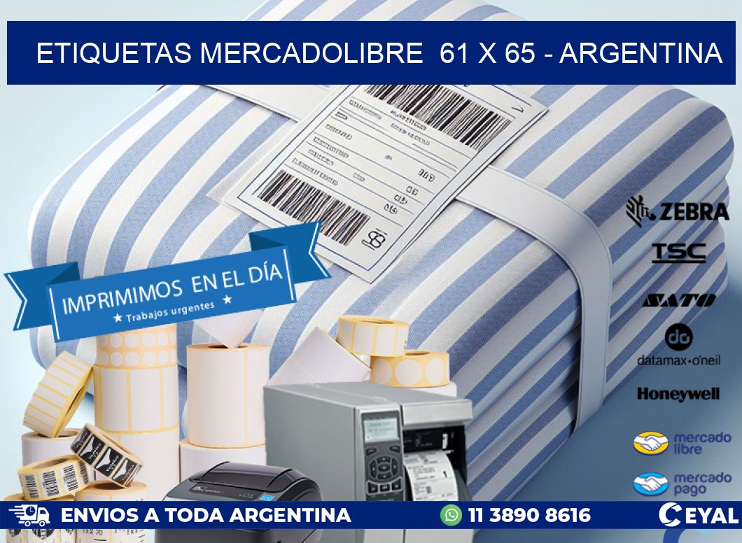 ETIQUETAS MERCADOLIBRE  61 x 65 - ARGENTINA