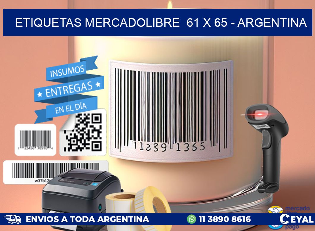 ETIQUETAS MERCADOLIBRE  61 x 65 - ARGENTINA