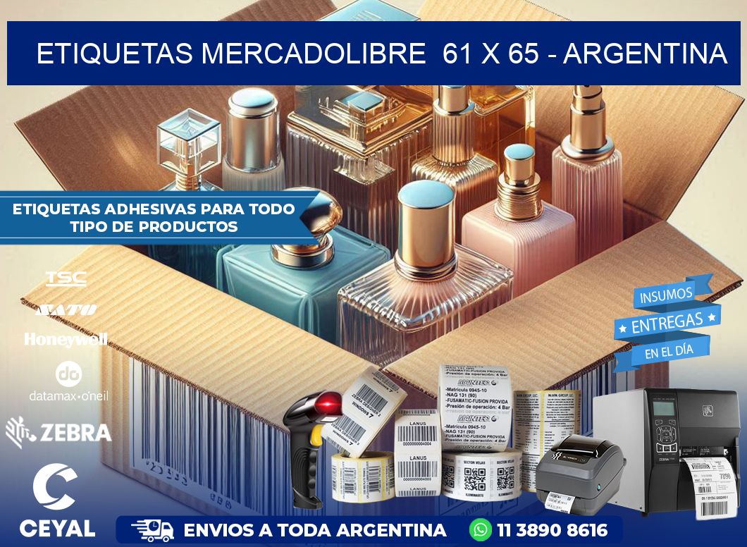 ETIQUETAS MERCADOLIBRE  61 x 65 - ARGENTINA