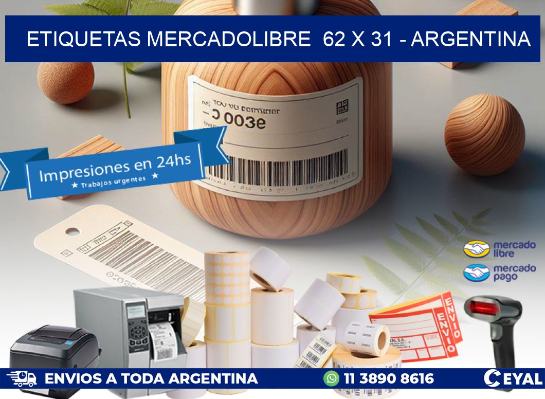 ETIQUETAS MERCADOLIBRE  62 x 31 - ARGENTINA