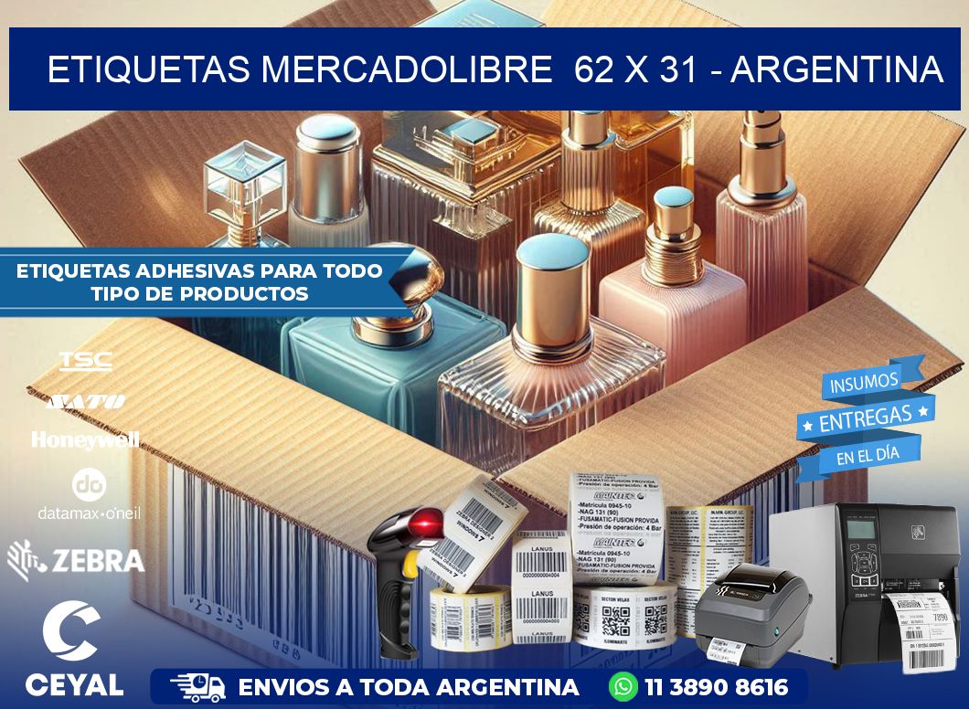 ETIQUETAS MERCADOLIBRE  62 x 31 – ARGENTINA