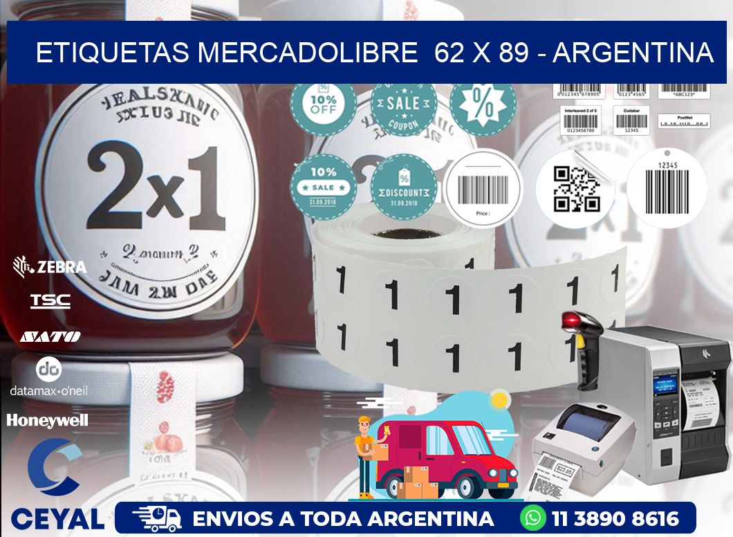 ETIQUETAS MERCADOLIBRE  62 x 89 - ARGENTINA