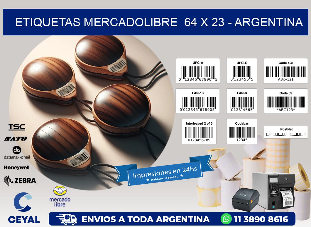 ETIQUETAS MERCADOLIBRE  64 x 23 - ARGENTINA