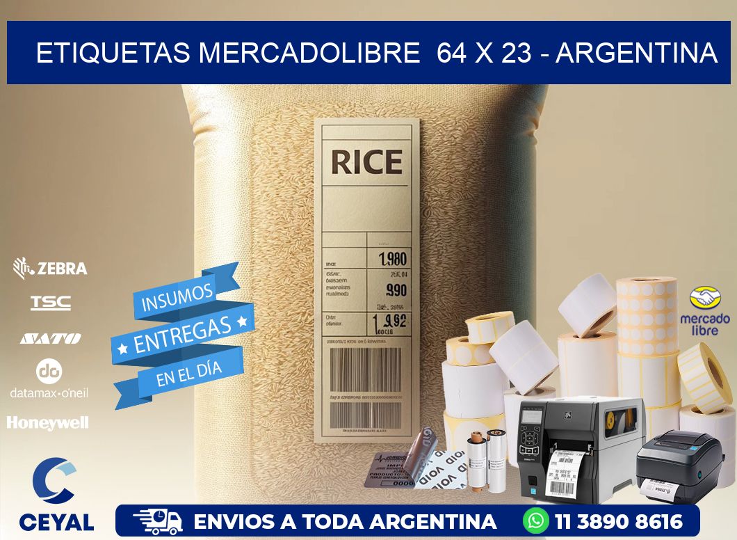 ETIQUETAS MERCADOLIBRE  64 x 23 - ARGENTINA